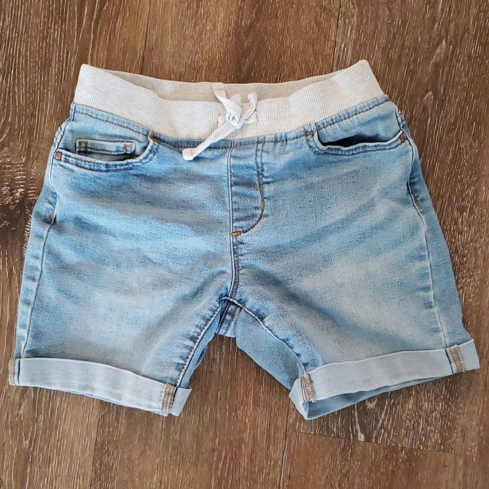 4/$20 Wonder Nation Light Blue Girls Denim Shorts, Size 10 elastic waistband